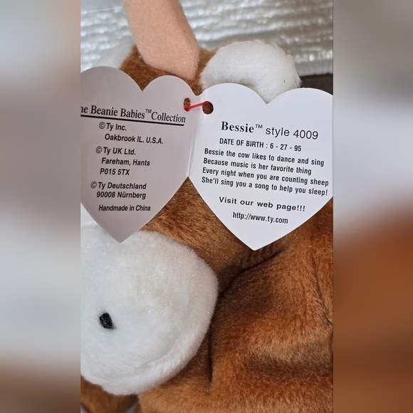 Ty - Bessie - Brown and White Plush Cow Toy - Picture 5 of 5